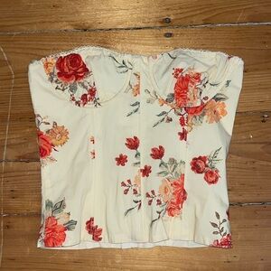 DANIELLE BERNSTEIN Cream Floral Blouse